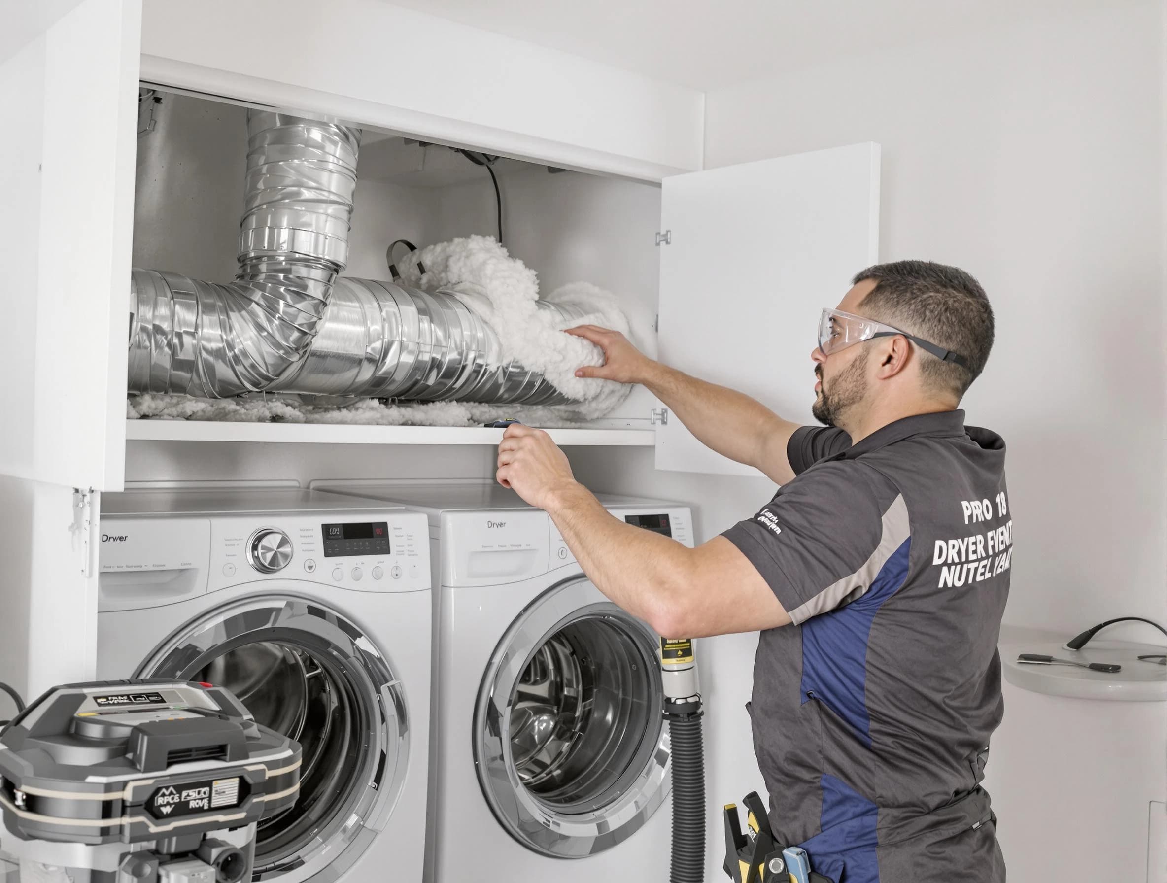 Forestdale Dryer Vent Cleaning certified technician performing specialized gas dryer vent cleaning in Forestdale