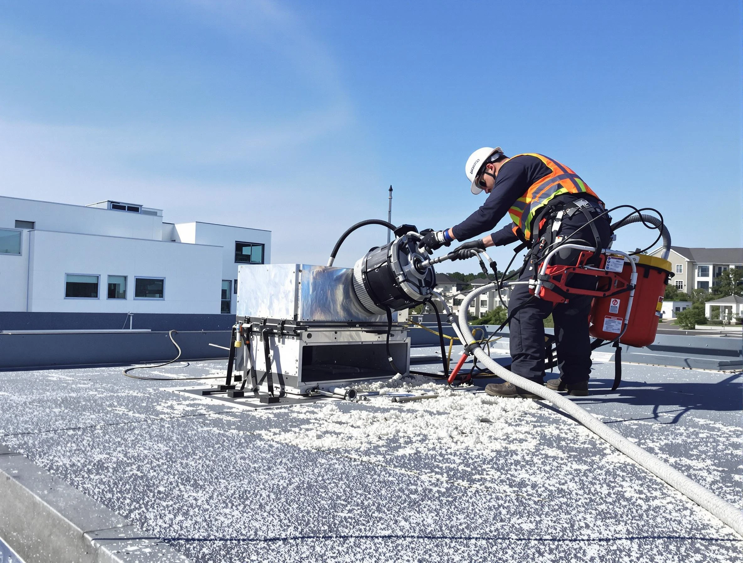 Cleaning Dryer Vent On Roof in Forestdale