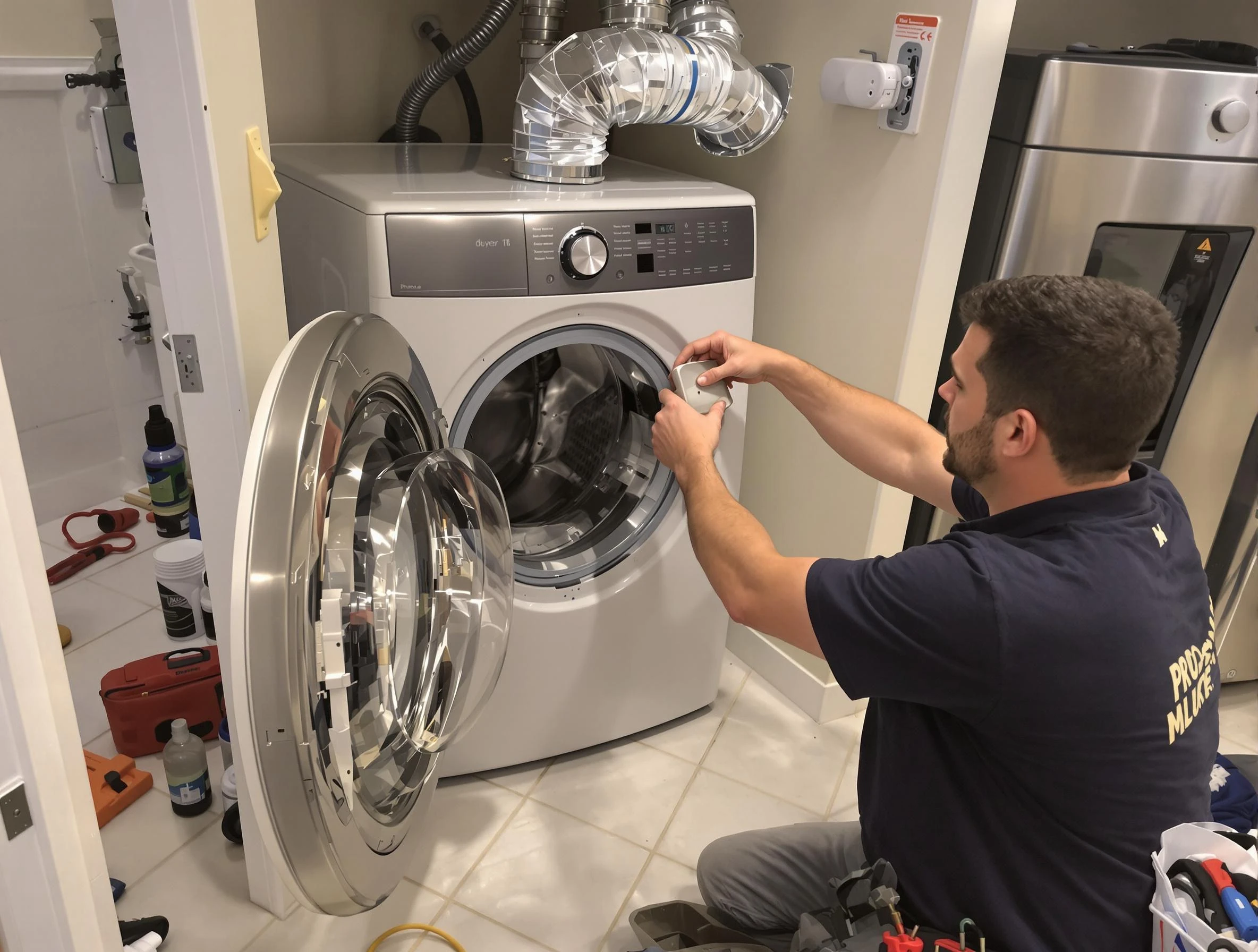Forestdale Dryer Vent Cleaning technician performing precise dryer vent hose installation in Forestdale